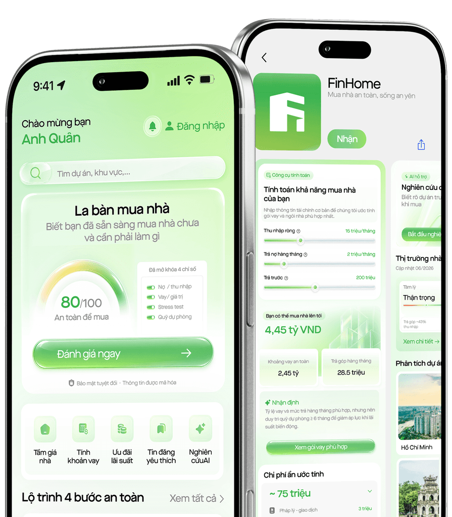 Giao diện ứng dụng FinHome trên điện thoại